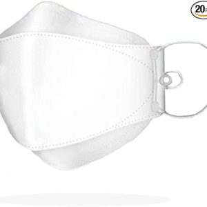 [20Packs] Fish mask KIDS KF-94 - Face Protective Mask for Kids Onique (Bluna) [Adjustable] (White)  [20 Individually Packaged] Premium KF-94 Certified Face Safety White Dust Mask for Kids